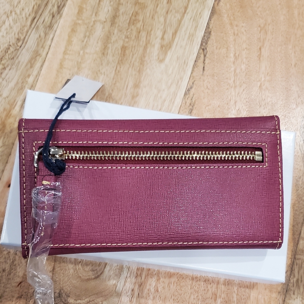 New Dooney & Bourke Saffiano Continental Clutch Checkbook Wallet Violet Purple - Picture 3 of 10